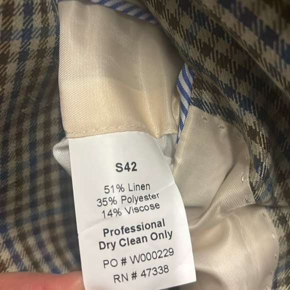 Tommy Hilfiger blue/brown checked blazer. size 42 S Linen Blend in Ex. Co… - Picture 7 of 8